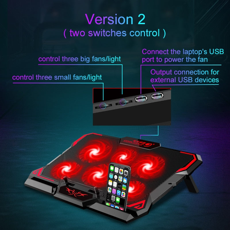17inch Gaming Laptop Cooler Six Fan-4