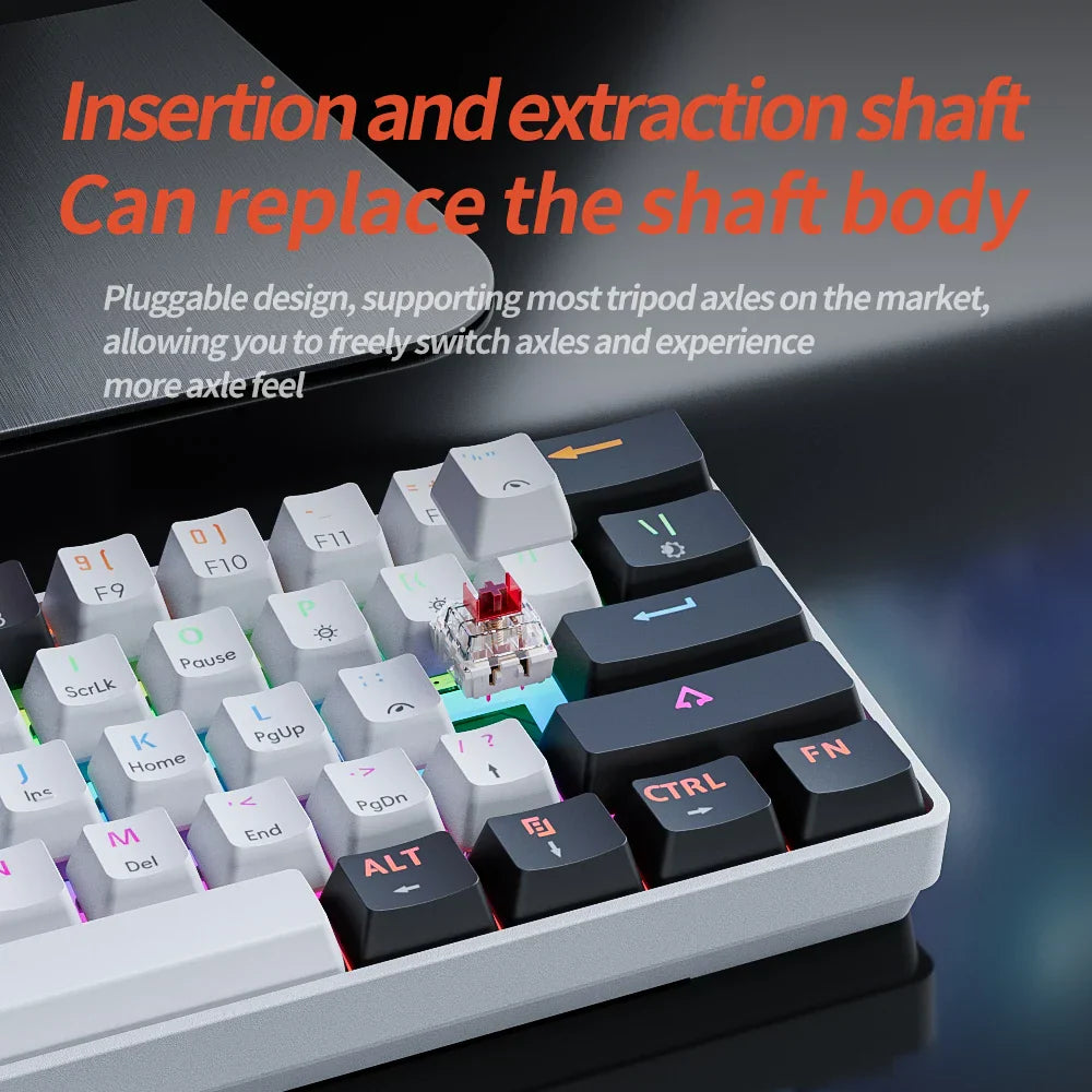 61 Keys USB Gaming Mechanical Keyboard Red Switch RGB-1