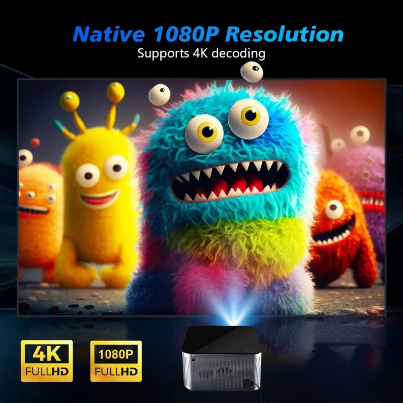 4K Android 11 Smart Projector 1080P LED WiFi6 Black-2