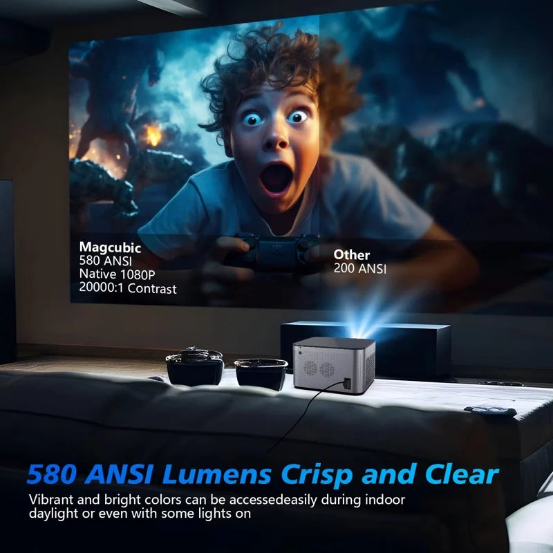 4K Android 11 Smart Projector 1080P LED WiFi6 Black-3