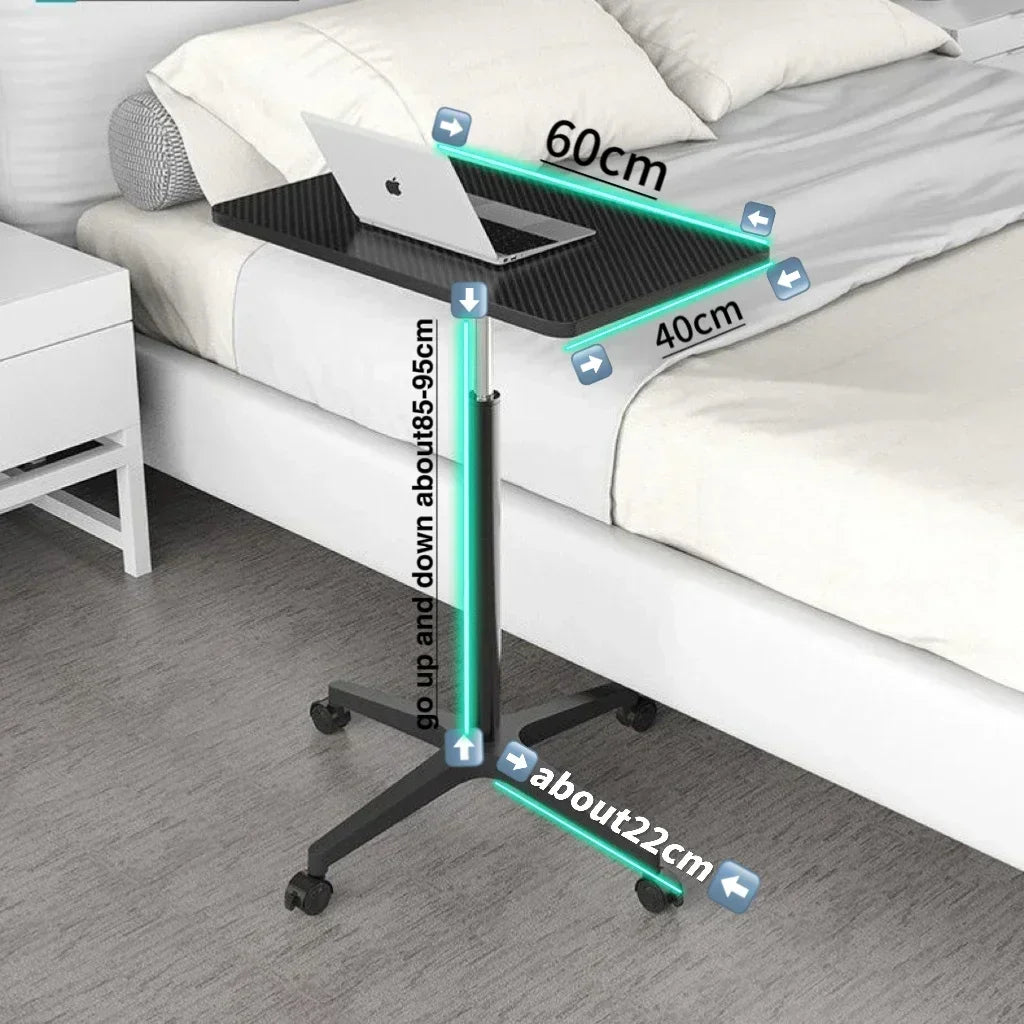 Adjustable Height Movable Laptop Desk with Pulley - Versatile Bedside & Office Table-4